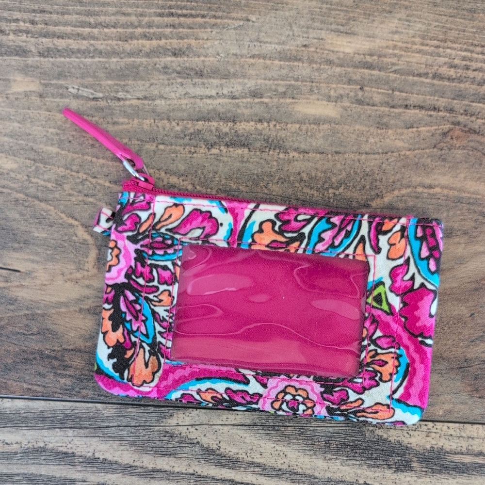 Vera Bradley Pink and Blue Floral Wallet with ID Pocket                    M434